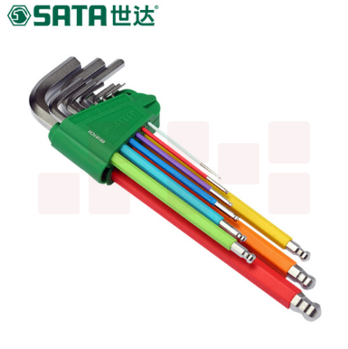 世达（SATA）彩虹系列9件特长球头内六角扳手组套  09101CH