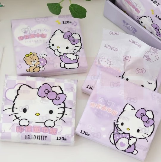 抽取式印花面巾纸 KT猫  120张/包  货号：LJ