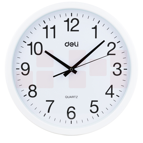 得力 圆形挂钟钟表 9006 37cm简约时尚挂钟 白色