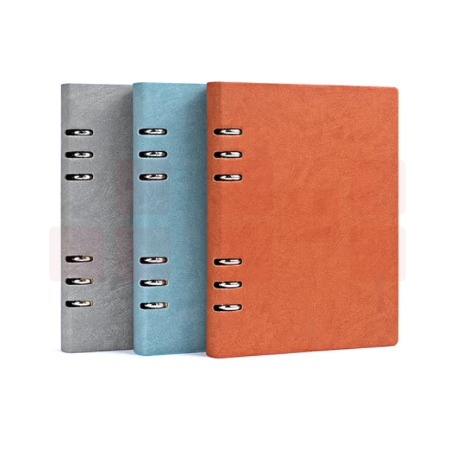 申士 A5/25K镂空活页商务记事本190页 办公笔记本 日记本 棕黄色