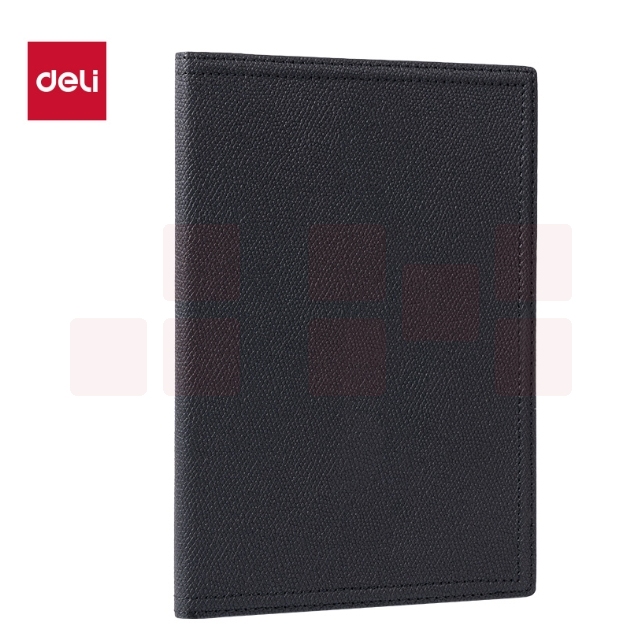 得力(deli)16K 80张商务皮面本记录本会议记事本245*171mm BP156（黑色）