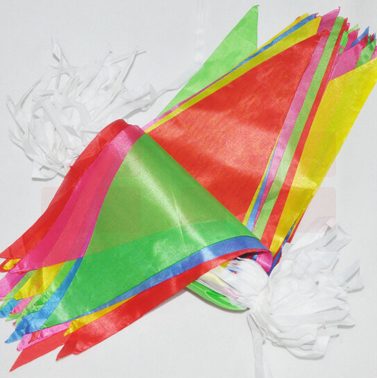  五色三角串旗彩旗  14*24cm  约150面  80米  货号：LJ