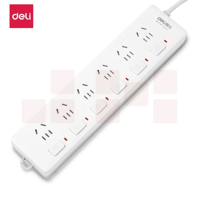 得力  6位独立开关 全长2米 分控插座/插排/插线板/排插/接线板  3980(02)