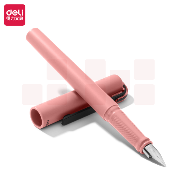 得力（deli）乐素正姿练字钢笔 书写签字墨水笔EF明尖(豆沙红)A952