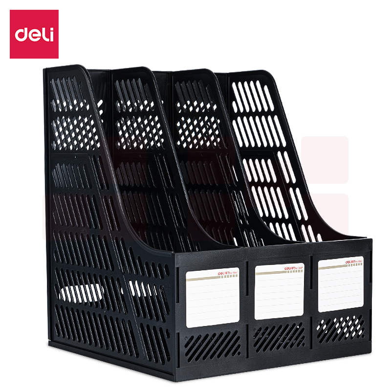  得力9847三联文件框 文件架书立架 3联文件框（黑）