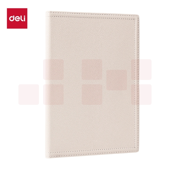 得力（deli）25K 80张商务皮面本记录本会议记事本205*141mm BP155（米色）