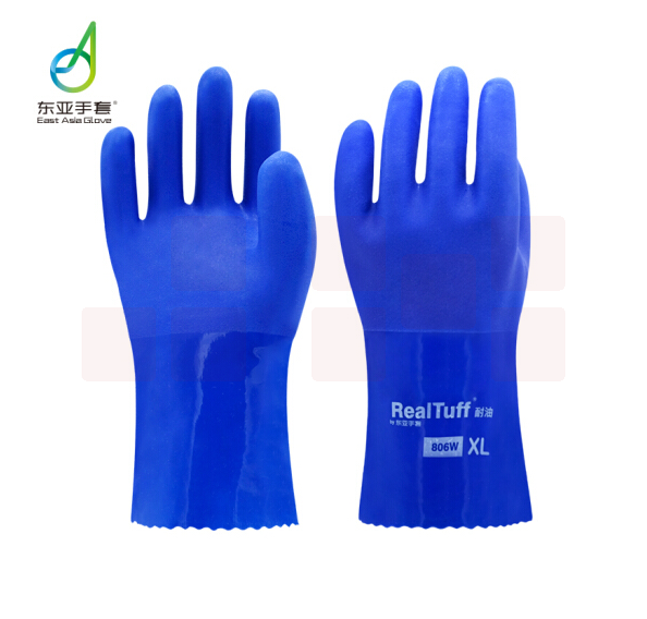 东亚（EAST）806  耐油手套耐酸碱手套工业浸塑橡胶手套劳保手套大码防水