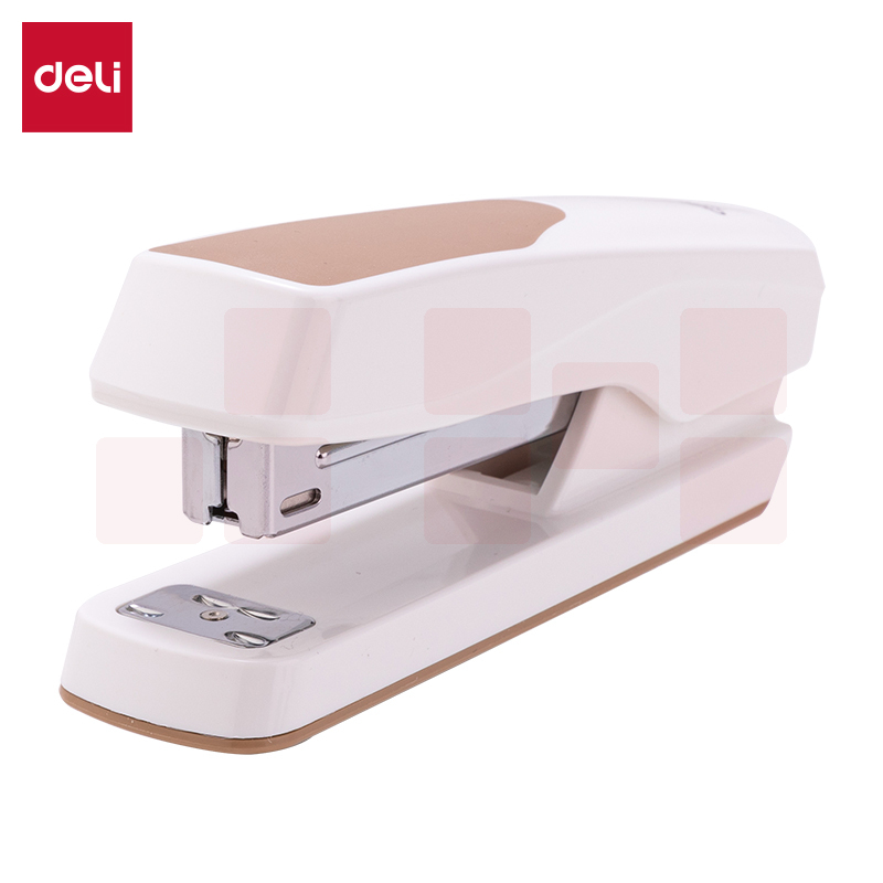 得力（deli）12号订书机加厚20页大号订书器 白【防滑底座 舒适按压】0427