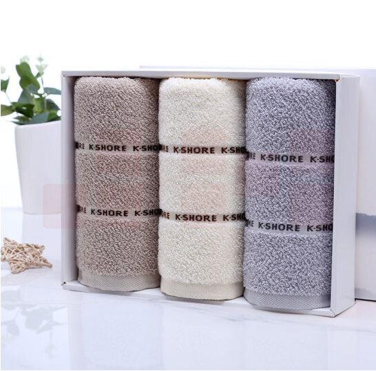 金号毛巾家纺  纯棉提缎柔软舒适 吸水洗脸毛巾 纯棉毛巾礼盒套装三条装