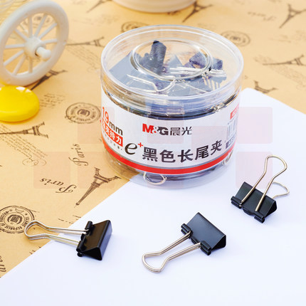 晨光 ABS92736黑色筒装长尾夹 19mm 40个/筒