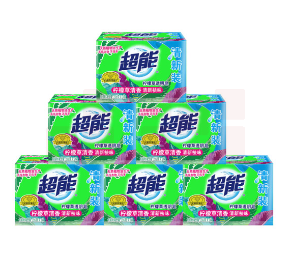 超能（CHAONENG）衣物清洁 肥皂 226g*2块/组*6组柠檬草透明皂