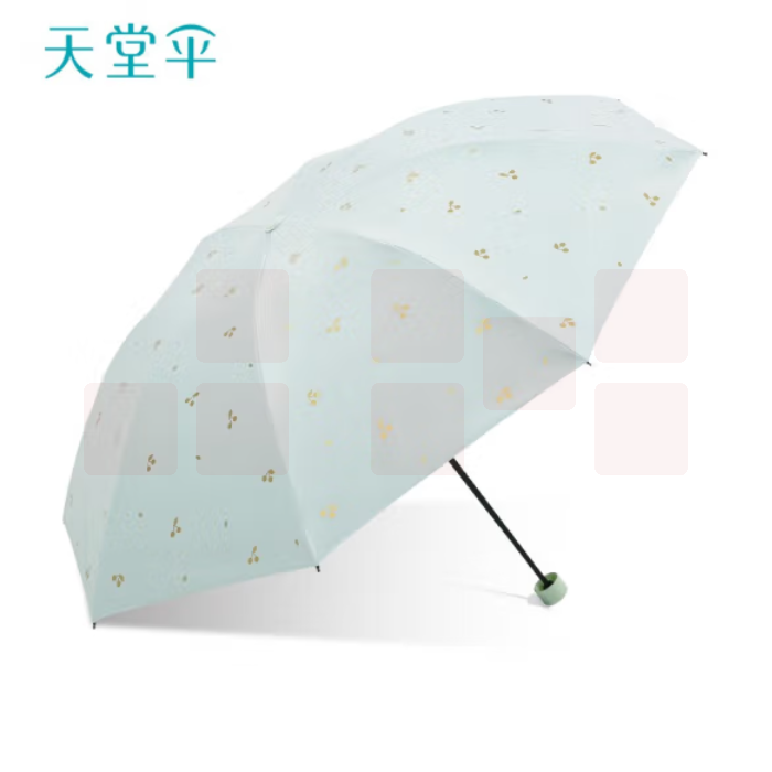 天堂 30750EVIP便携黑胶遮阳太阳伞防晒防紫外线三折叠 琳琅 粉绿