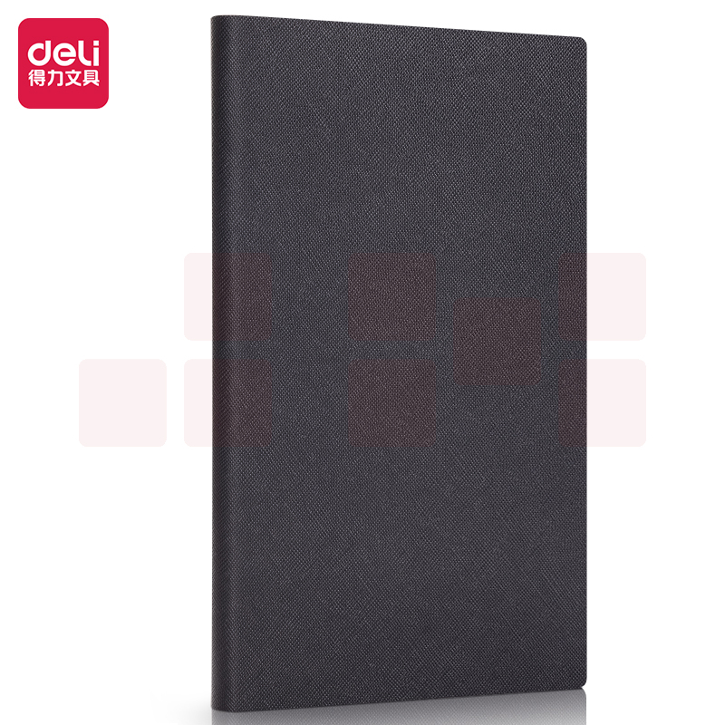 得力(deli) 48K皮面本120张商务笔记本记事本手账本日记本软面丝滑 BP127黑