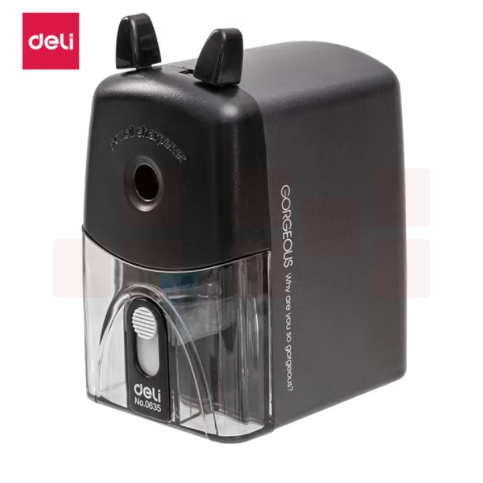 得力 0635卷笔刀手摇削笔机削笔器转笔刀笔刨 黑色