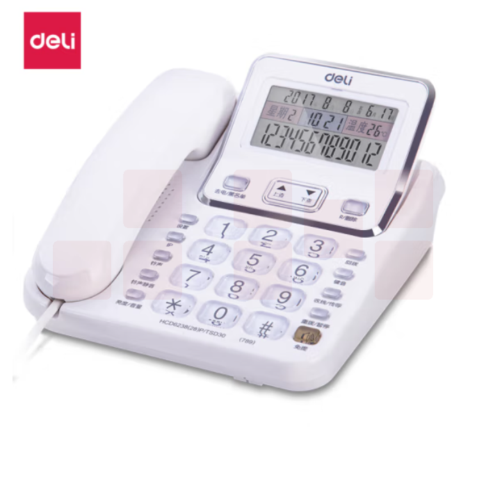 得力789电话机 屏幕折叠 可接分机白色