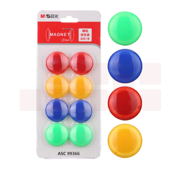 晨光Φ30mm强磁粒 8粒装 白板磁扣彩色磁贴ASC99366