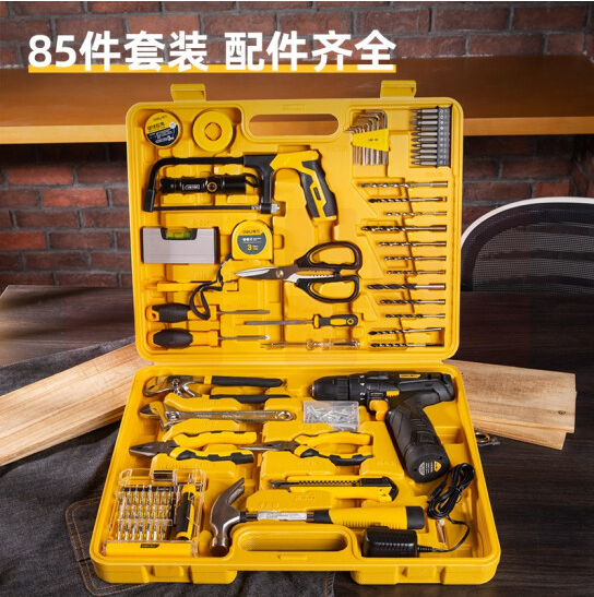 得力(deli) 85件家庭用锂电钻套装五金工具组套DL1085L