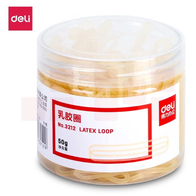 得力(deli)50g乳胶圈/猴皮筋/橡胶圈/牛皮筋 财务用品  50g/桶 3212