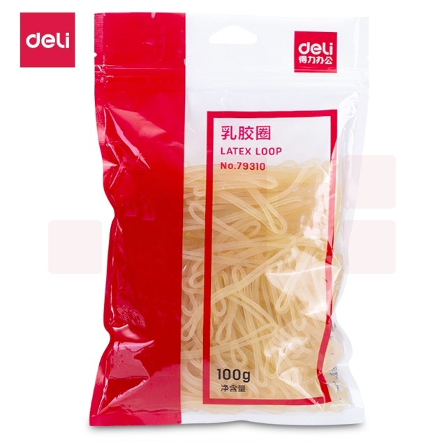 得力(deli)100g 乳胶圈 耐用橡皮筋 /橡皮圈/捆扎胶圈  79310
