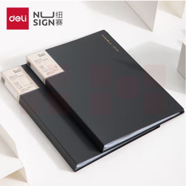 得力（deli）纽赛编码资料册40页 文件收纳册带页码活页插袋文件夹办公学生用品 NS191深灰色