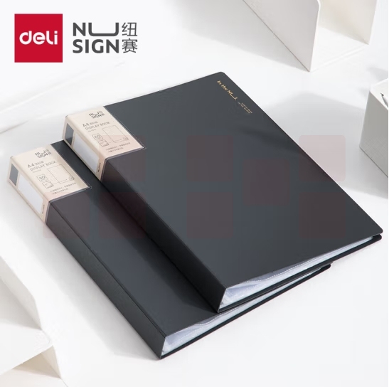 得力（deli）纽赛编码资料册60页 彩色文件收纳册带页码活页插袋文件夹办公学生用品 极致灰NS192