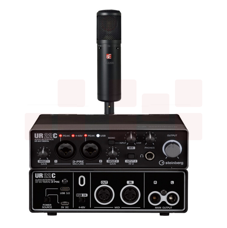 雅马哈（YAMAHA） 录音声卡UR22C 专业录音配音  UR22C搭配SE 2200话筒套装 货号：JC