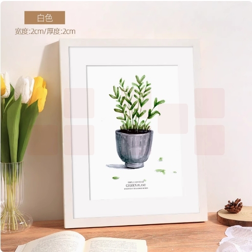 实木相框  A3挂墙29.7*42cm 白色  货号：LJ