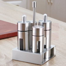 304不锈钢味瓶调料盒胡椒盐罐醋瓶酱油瓶油壶餐桌调味瓶四件套装