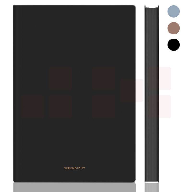 得力（deli）A5/96张商务记事本笔记本子 皮面本办公会议日记本 黑色22284