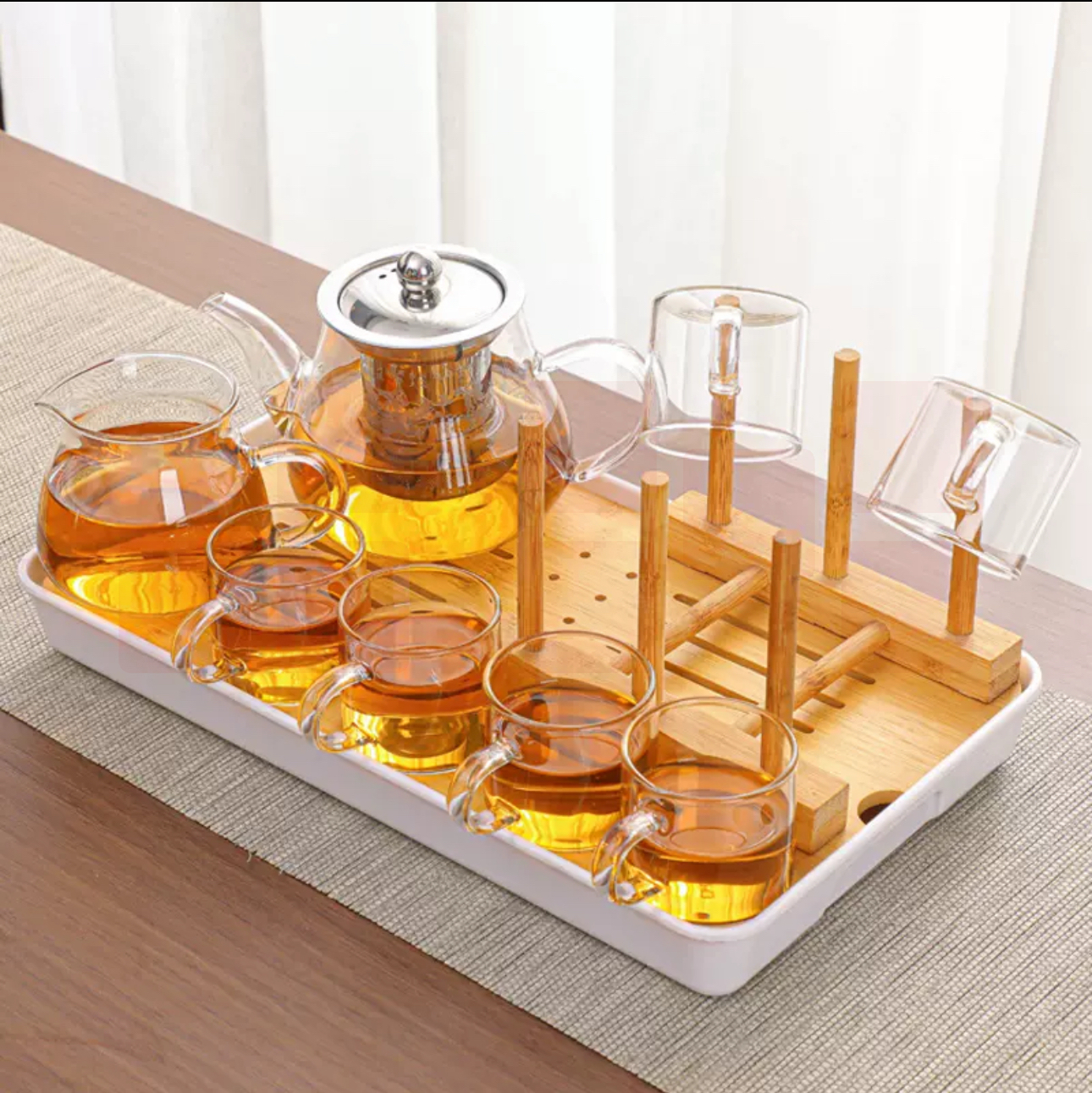 加厚玻璃杯子套装  1壶+6杯  货号：JC