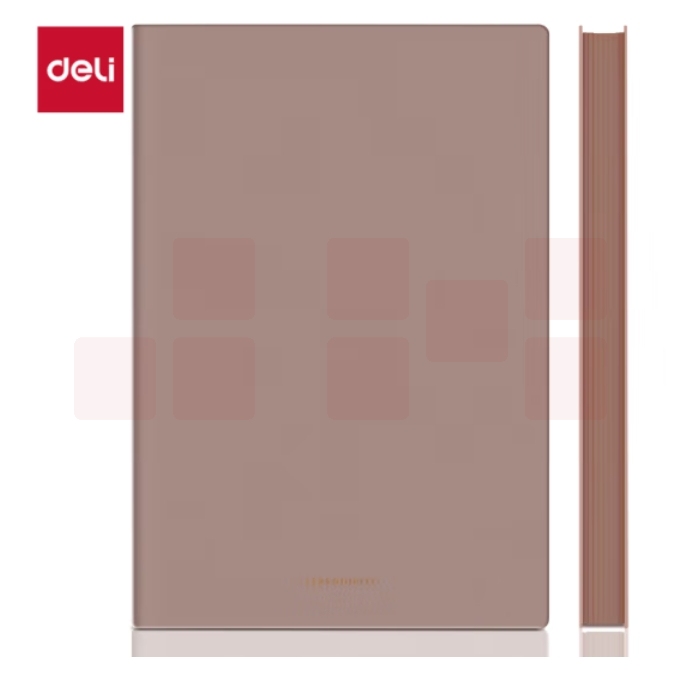 得力（deli）A5/96张商务记事本笔记本子 皮面本办公会议日记本 棕色22284