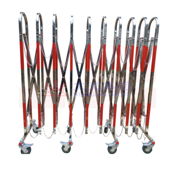 围挡安全护栏 不锈钢伸缩围栏 2*2方管 0.6mm实厚 高约1.7米 拉开长度约4米  货号：HXE