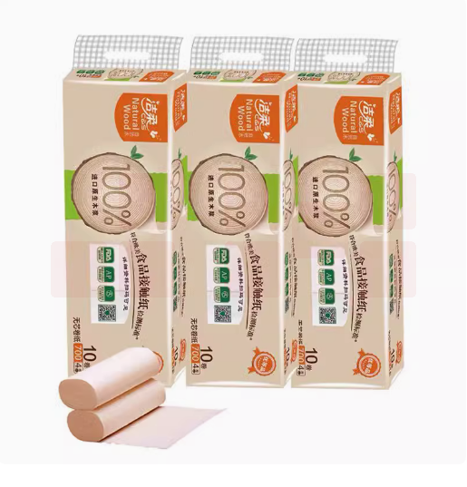 洁柔(C&S)无芯卷纸 自然木黄色纸 加厚4层70g卫生纸*12卷（母婴健康用纸 实芯卷纸 低白度类本色纸巾 ）