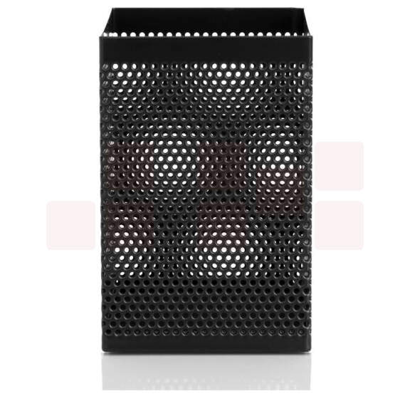 得力908笔筒 金属网纹方形笔筒 黑色方形笔筒71*71*109mm