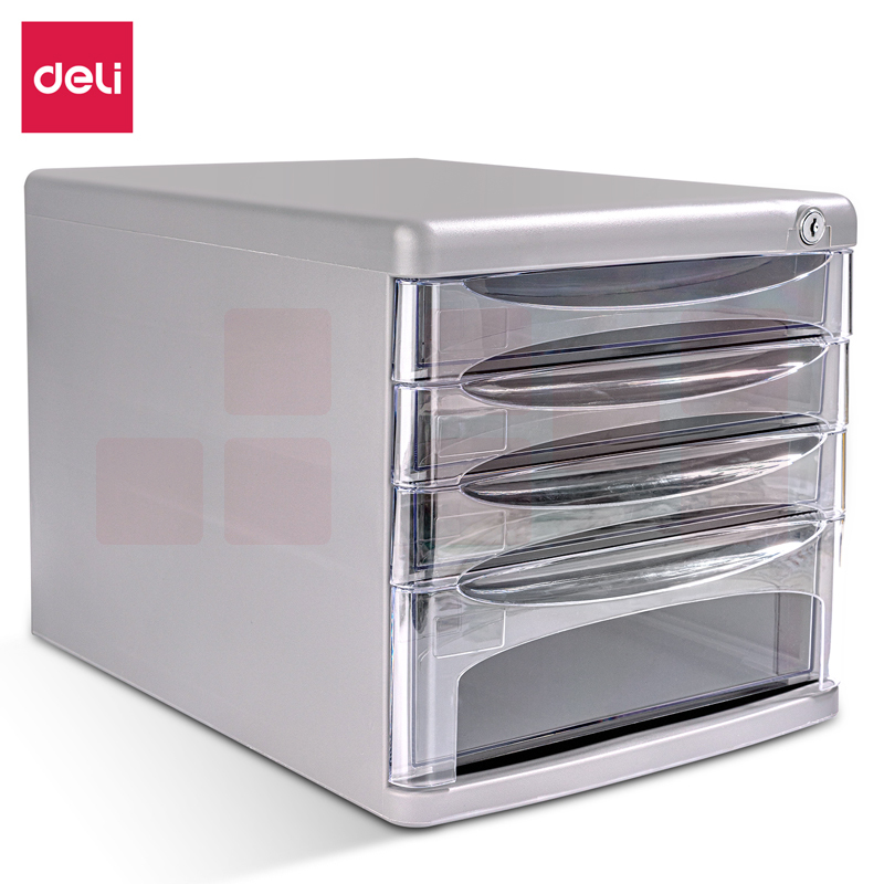 得力 9794 四层桌面文件整理收纳 361ｘ271ｘ260mm(灰)(只)