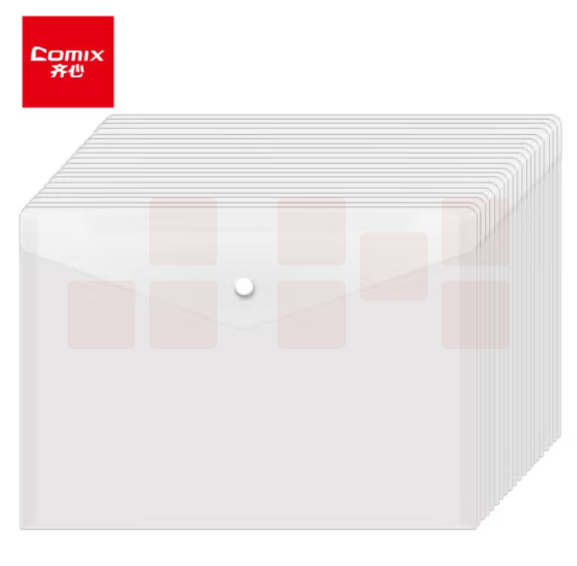 齐心 A4按扣透明文件袋   防水档案袋资料袋C310E     10个装