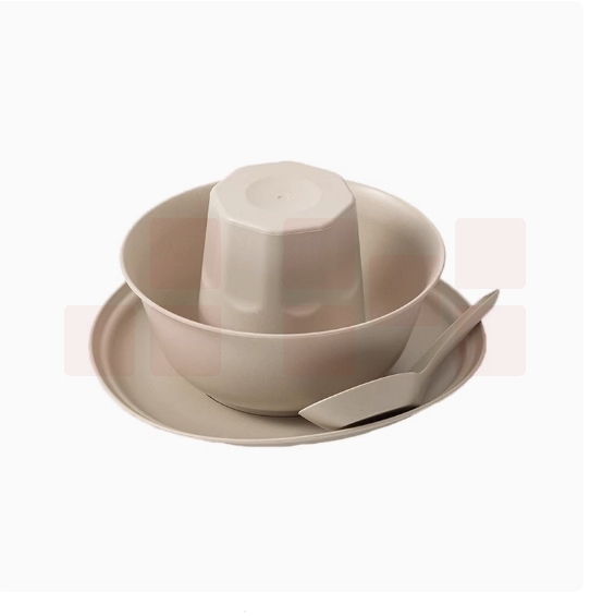 稻壳一次性餐具 原色260ml稻壳碗+碟+杯+竹筷   20套起订 货号：LJ