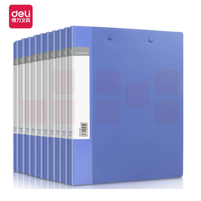 得力 A4文件夹 金属双强力夹 蓝色10个