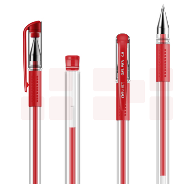 得力6600中性笔0.5mm子弹头(红)(支)