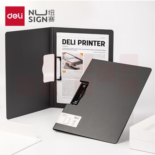 得力5011纽赛A4横式折页板夹签约本夹325*245*12mm(黑色)(个)