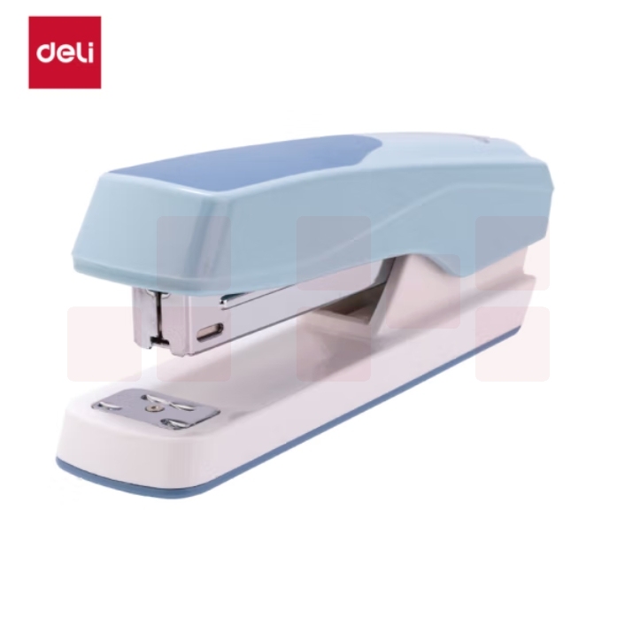 得力（deli）12号订书机加厚20页大号订书器 浅蓝【防滑底座 舒适按压】0427