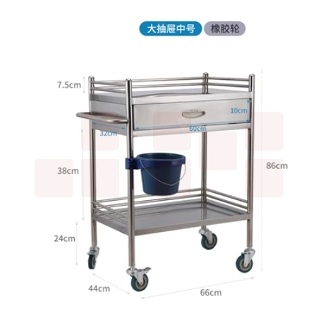 手推车不锈钢护理车治疗车 中号二层(大满抽屉）