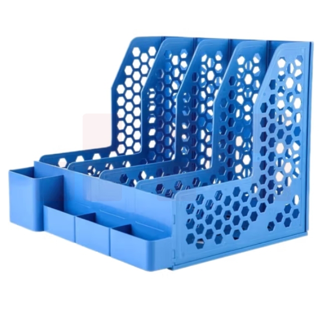 晨光 四联文件框 带笔筒镂空文件架/文件栏/文件框/资料筐 蓝色ADM95292