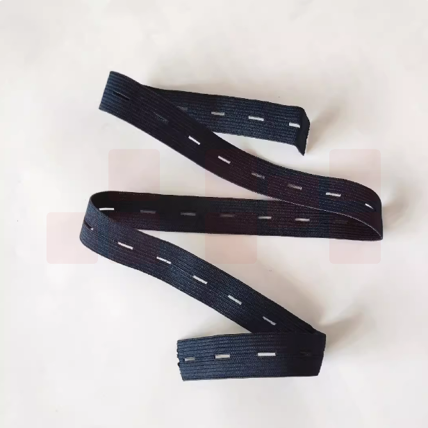 黑色带扣眼松紧带  75厘米   货号：LJ