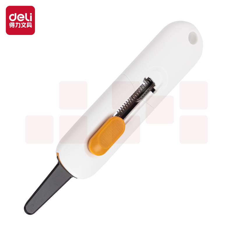 得力(deli)自动锁定开箱刀 便携美工刀 可锯可割TD700 白