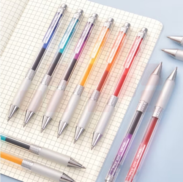 得力（deli） 彩色中性笔按动多色中性笔套装 0.5mm子弹头(6色) A123