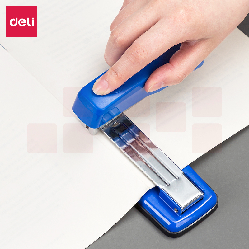 得力0414S 12#50页旋转式订书机 厚层订书器 中缝订书机(蓝)