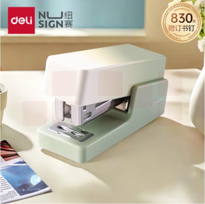 纽赛NS083A_12#迷你订书机(日光轻语)(绿)(1台订书机+1盒钉)