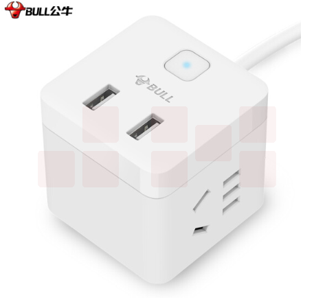公牛 小魔方USB插座 插线板/插排/排插/接线板 2孔+2USB口全长1.5米 GNV-UUB122