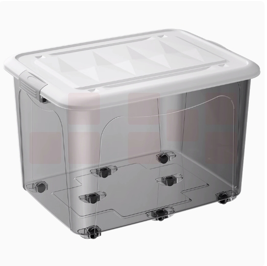 特大号透明收纳箱 大容量整理箱 塑料储物箱带轮子 220L 80*62*47cm  货号：WY